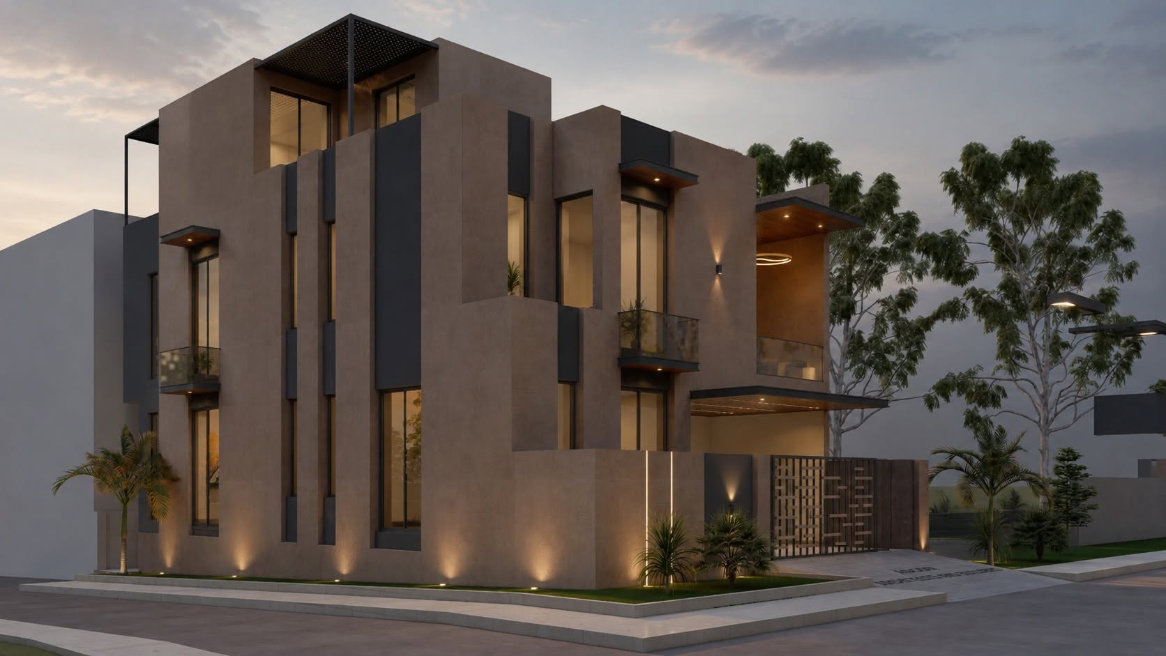 Adcon residential project exterior, corner view